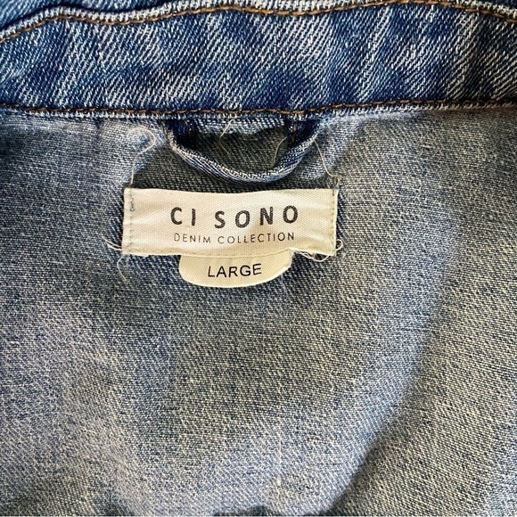 Ci Sono Denim Jacket Womens size Large  Blue Jean Button up cowgirl Light Wash - Picture 7 of 7